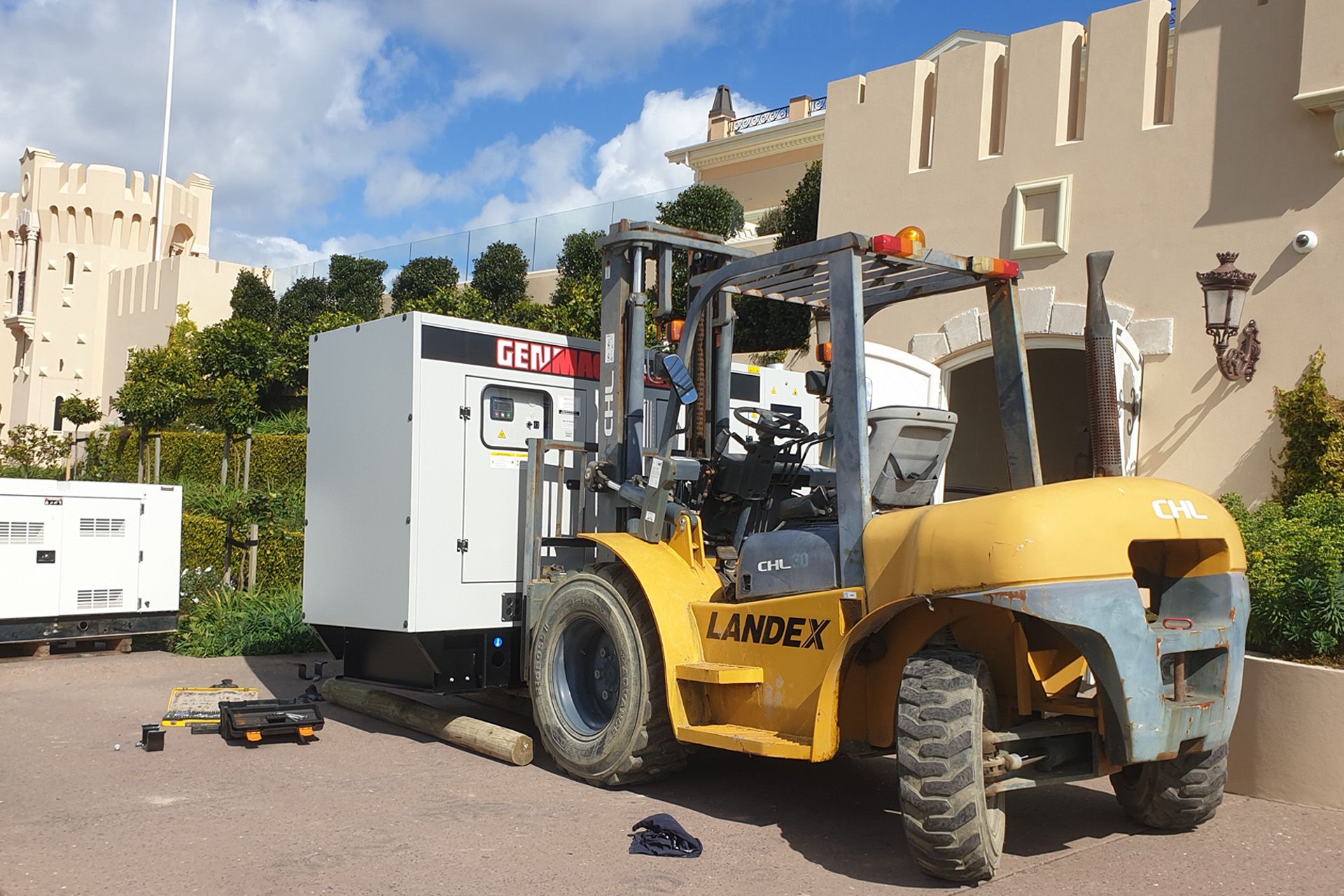 Backup generator being installed at a large residential property for reliable emergency power by Astero Electrical