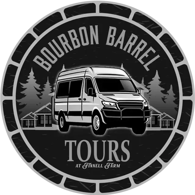 A black and white logo for bourbon barrel tours
