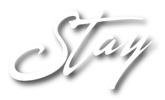 The word stay is written in white on a white background.