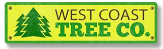 A yellow sign that says west coast tree co.