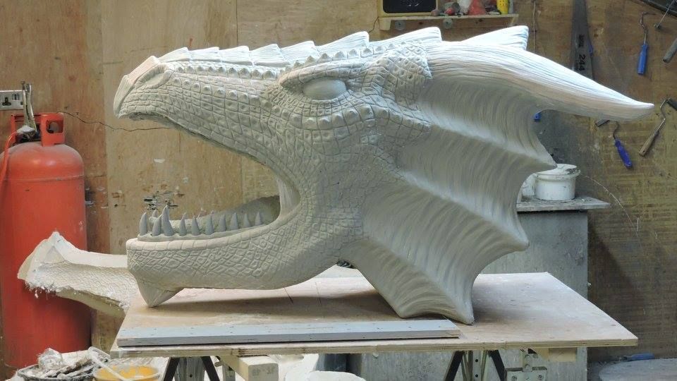 Unpainted 3D printed dragon head prop