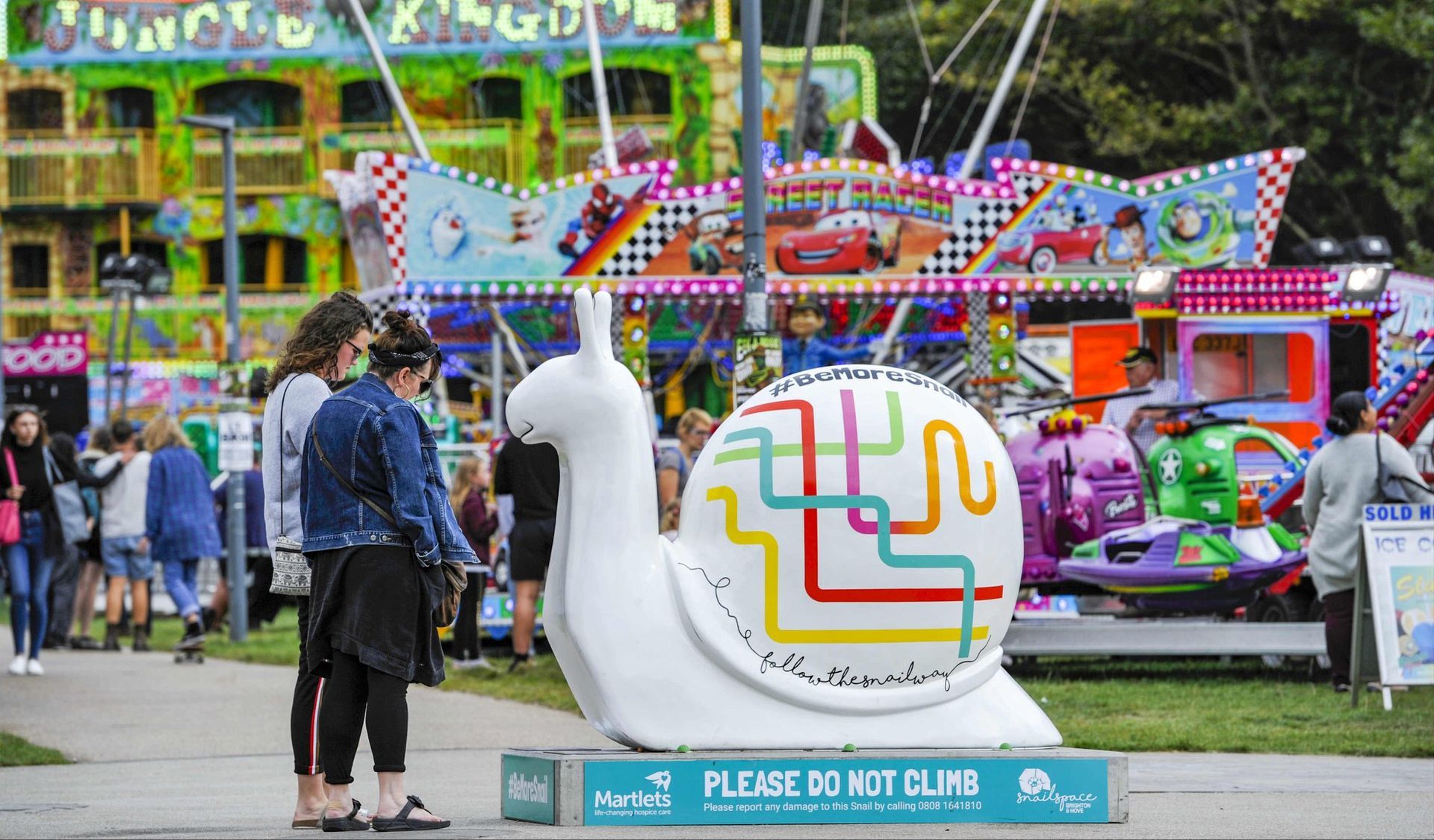 3D printed snail prop displayed in park