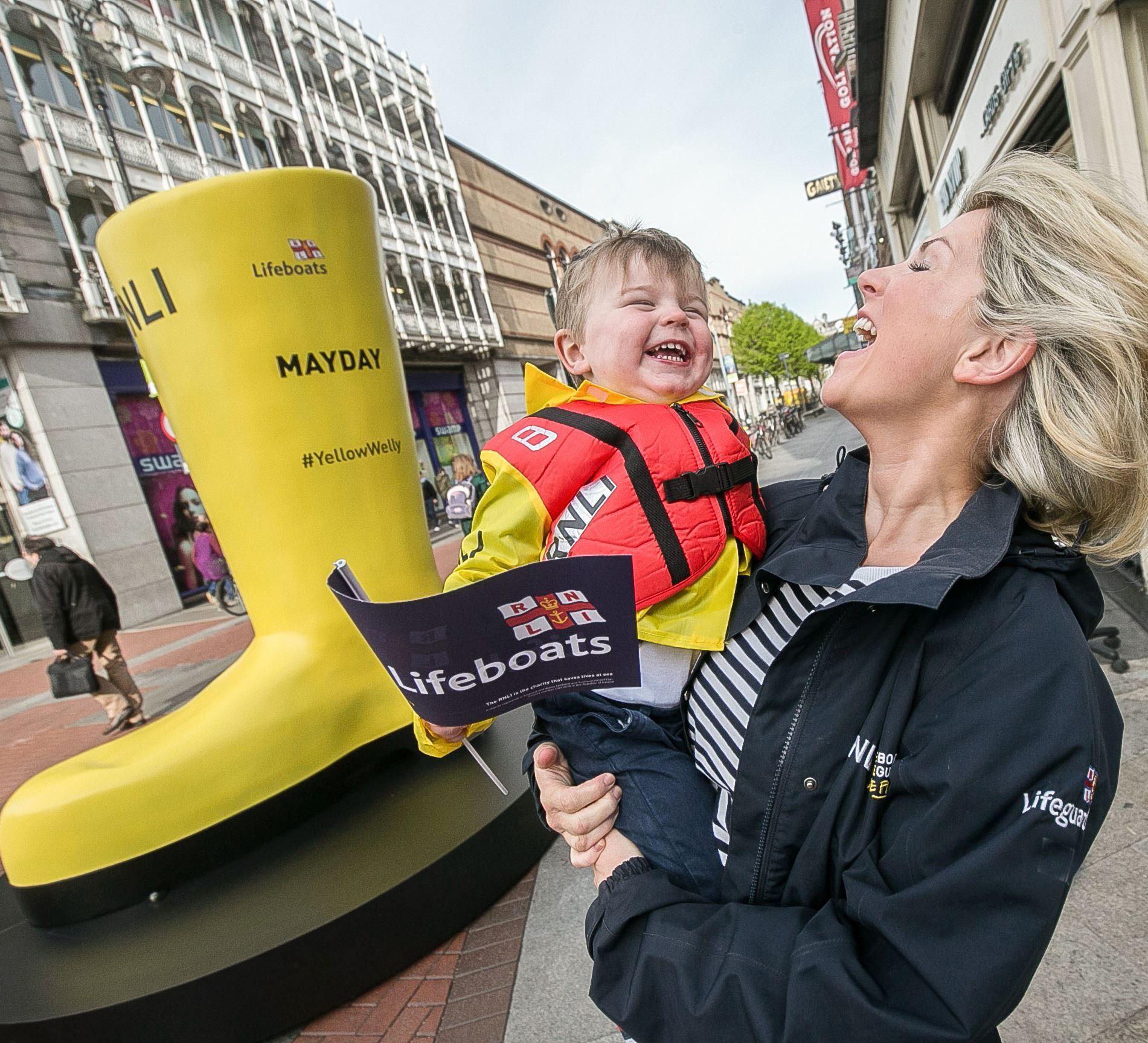 Large 3D printed RNLI yellow welly display
