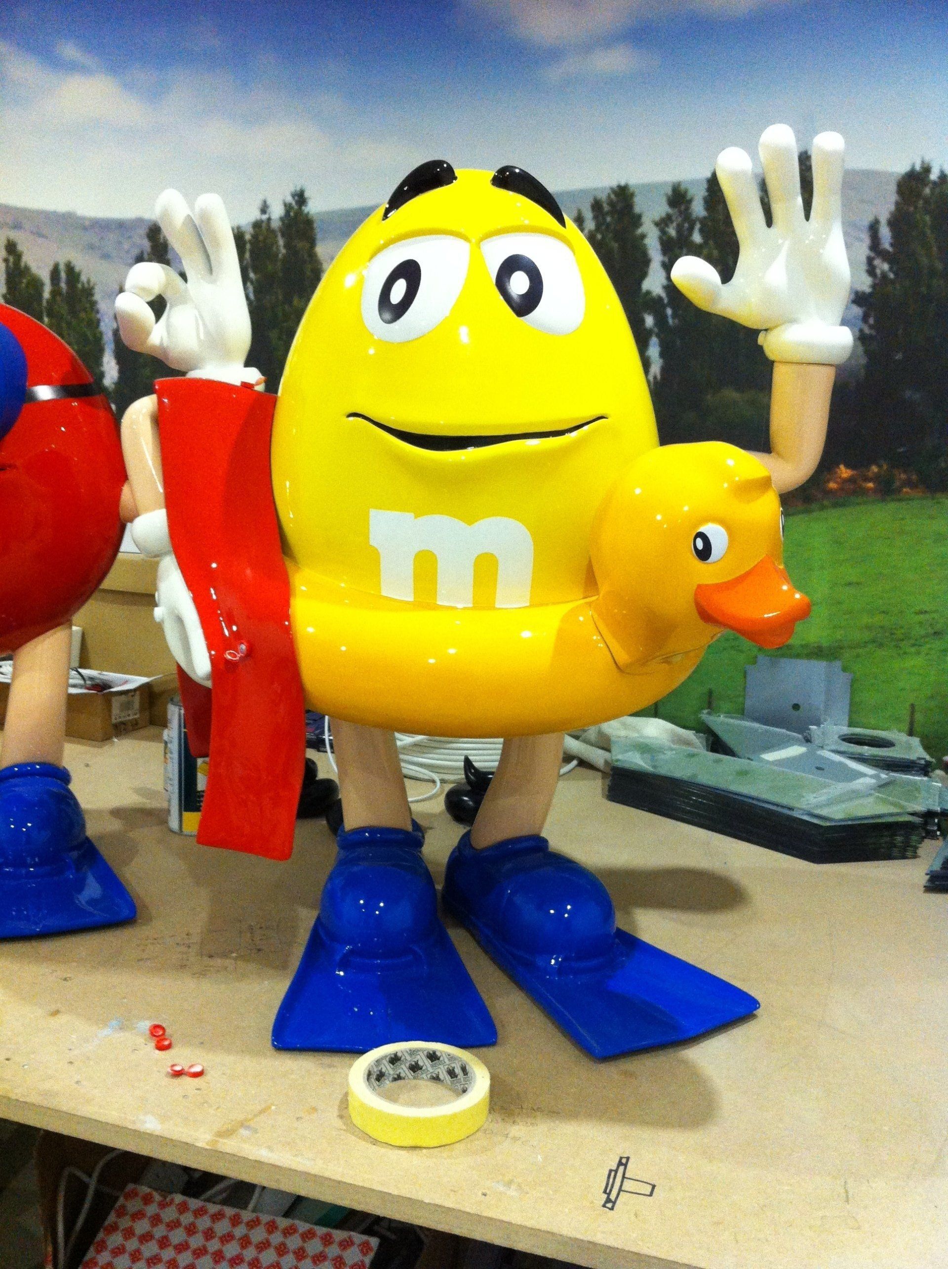 yellow M&M in flippers prop making