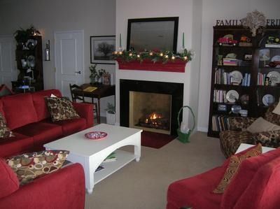 A church with rows of wooden benches and a podium