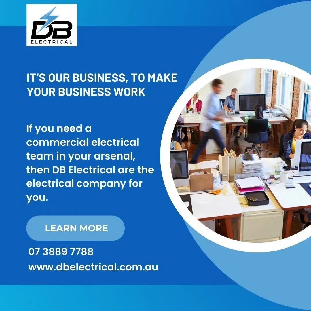 An Advertisement For Db Electrical Shows People Working In An Office – Brendale, QLD - DB Electrical
