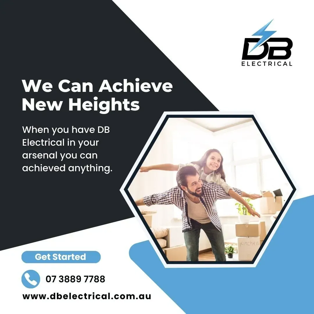An Advertisement For DB Electrical Shows A Man And A Girl Moving Into A New Home – Brendale, QLD - DB Electrical