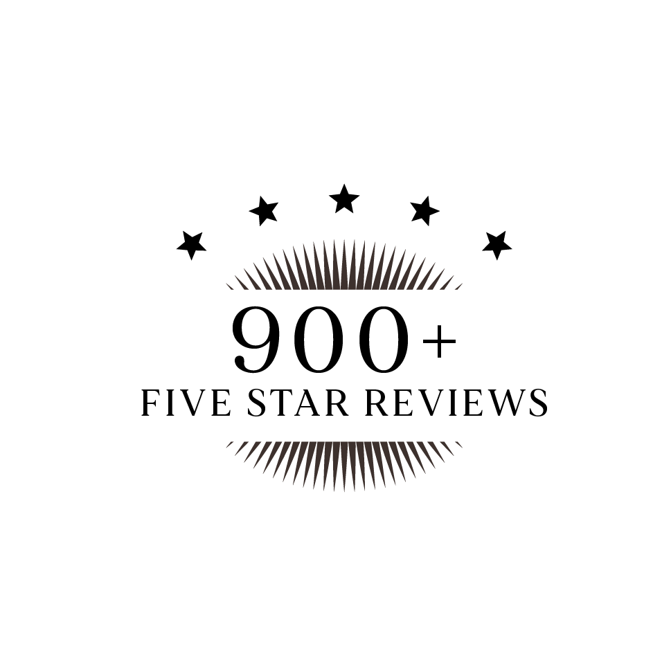 A logo for a company that has 800+ five star reviews.