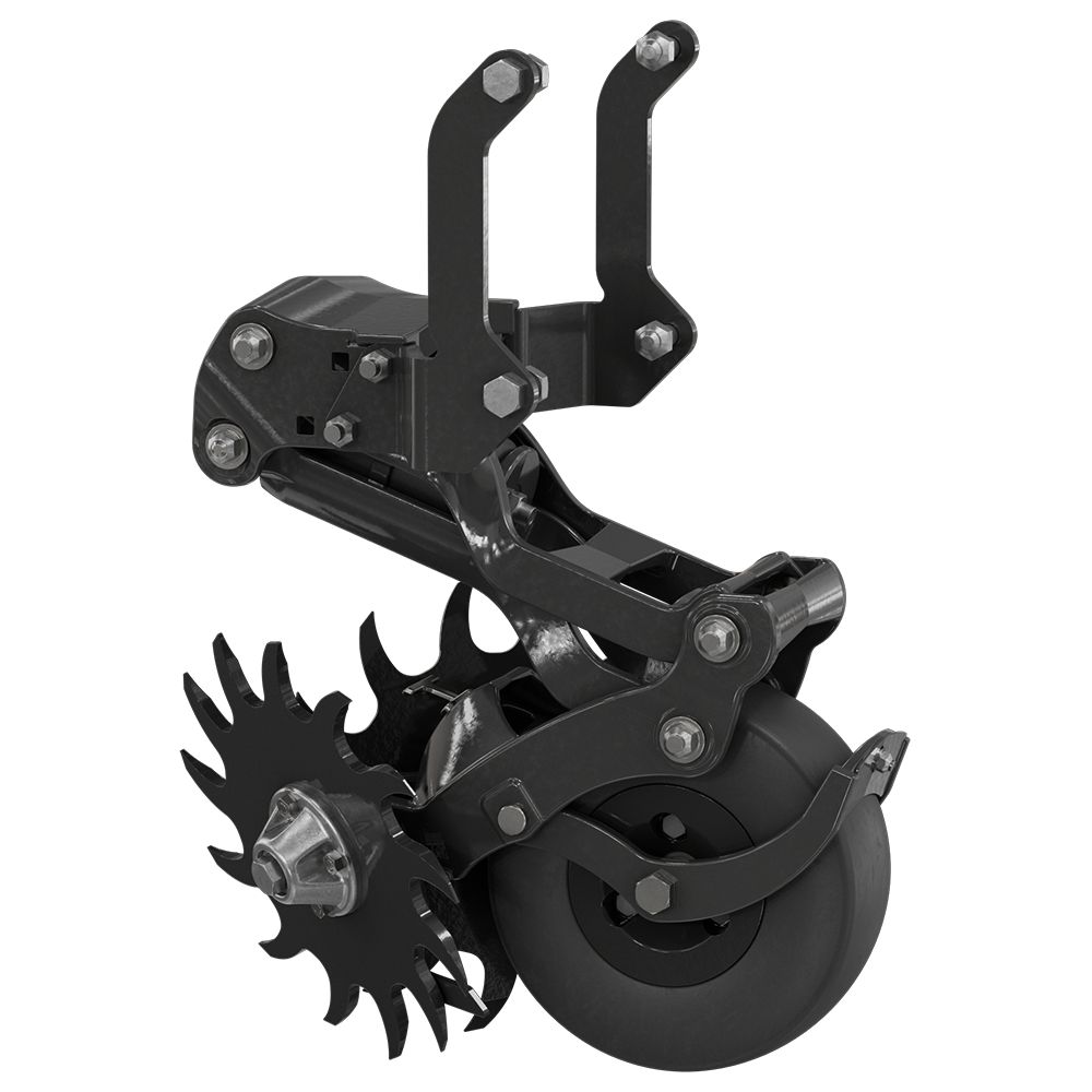 A close up of a machine with a wheel on a white background.