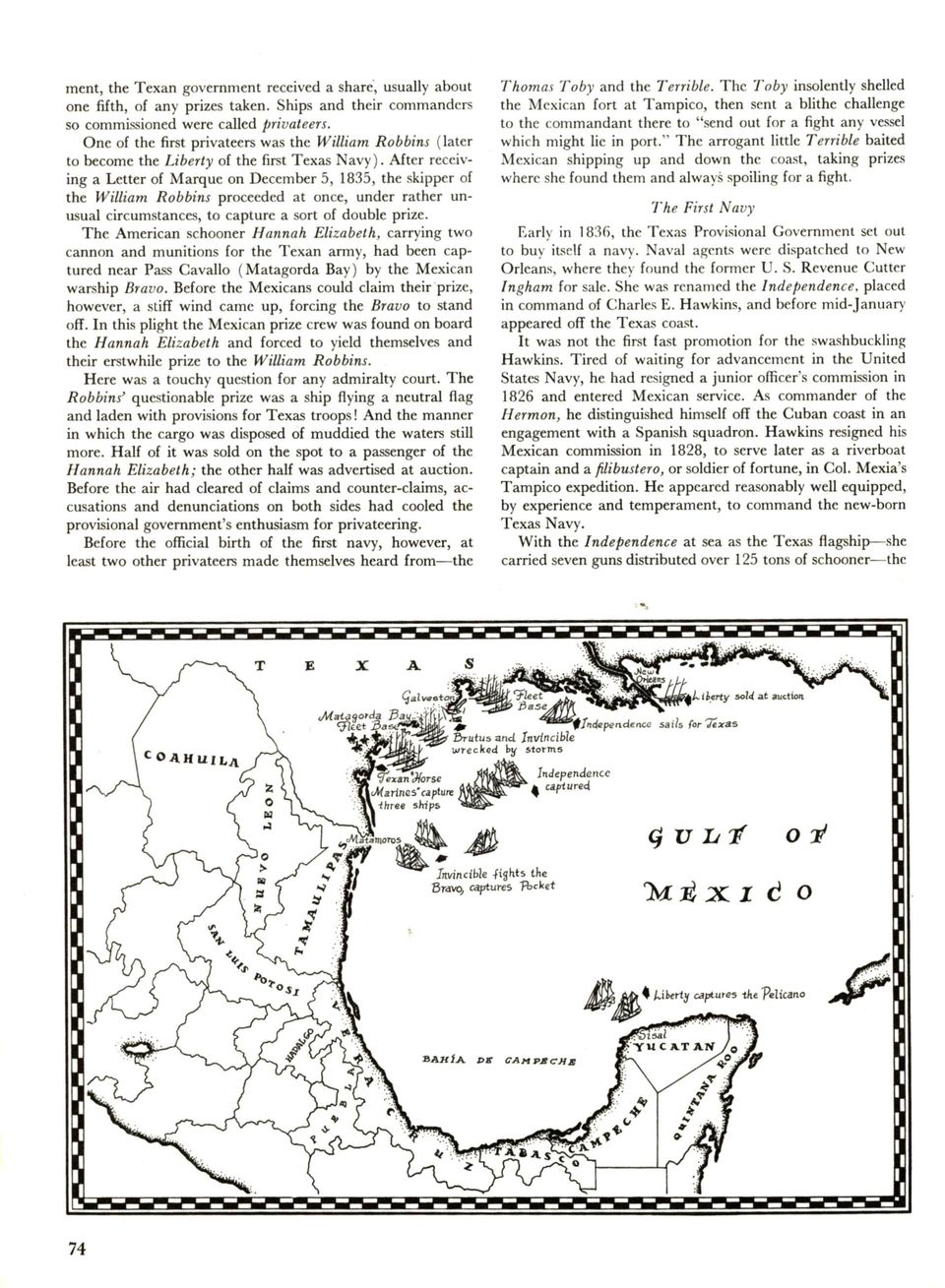 The first Texas Navy with early map of the Gulf coast.