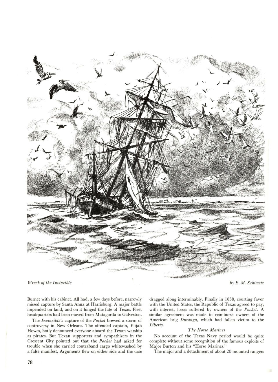 Wreck of the Invincible, illustration by E. M. Schiwetz