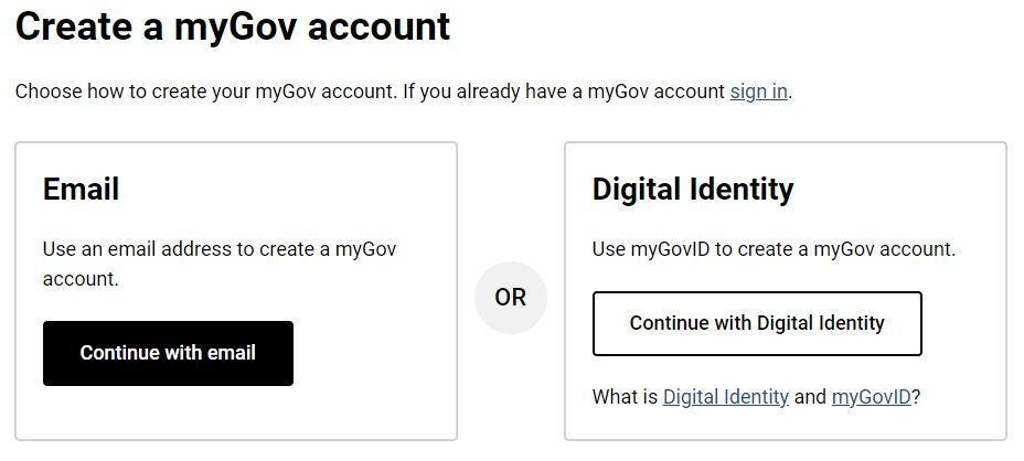 Image showing the process of setting up a myGov account. This image illustrates the steps involved in creating a myGov account, including navigating to the my.gov.au website and accessing the registration page.