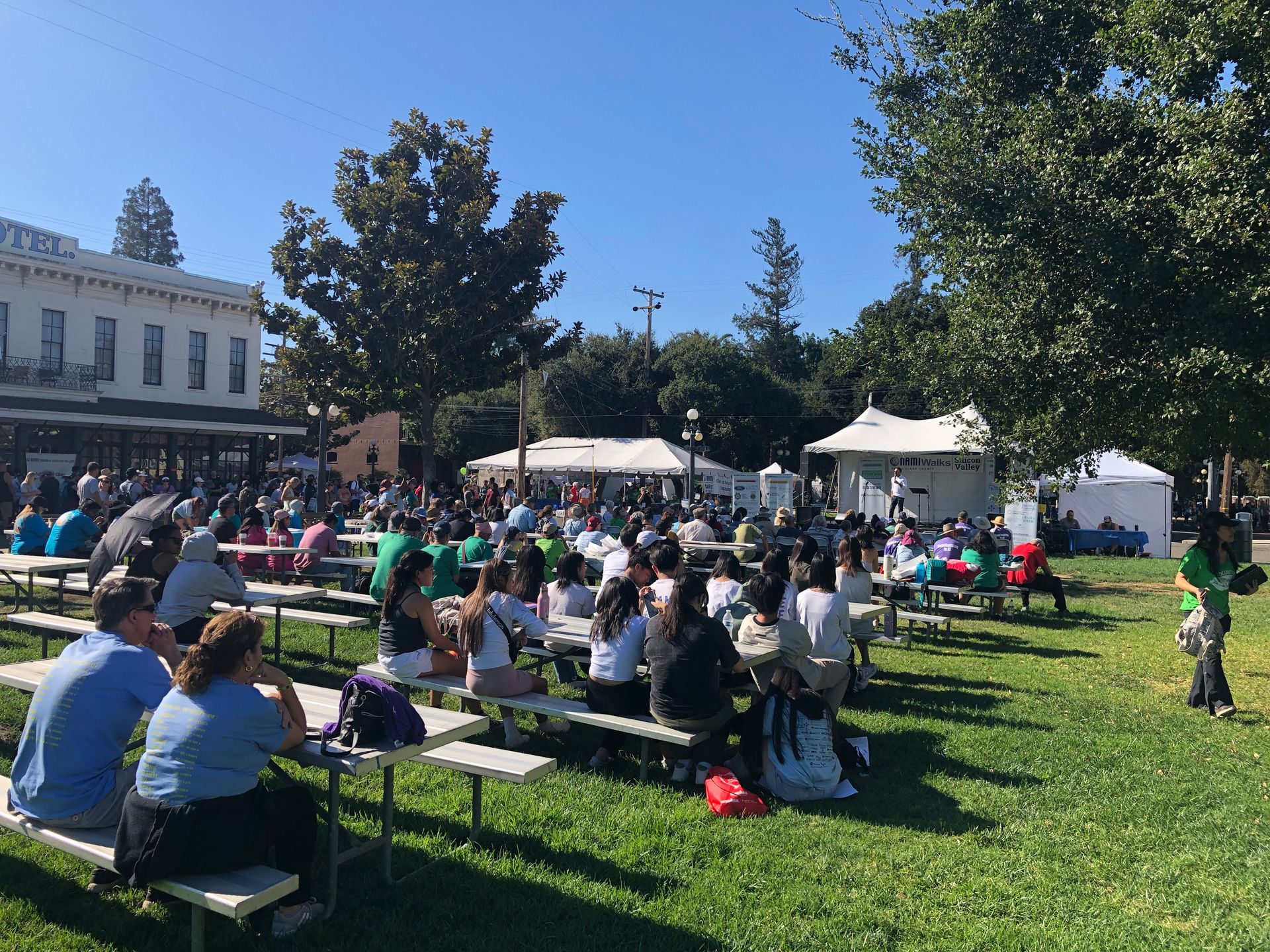 Speech as everyone gathers for the start of the walk