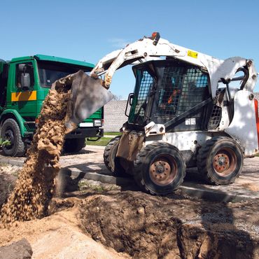 Mini excavator doing residential works