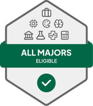 Badge with All Majors Eligible text 