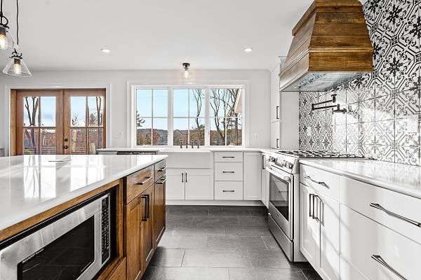 White Kitchen Cabinets and Tile Flooring