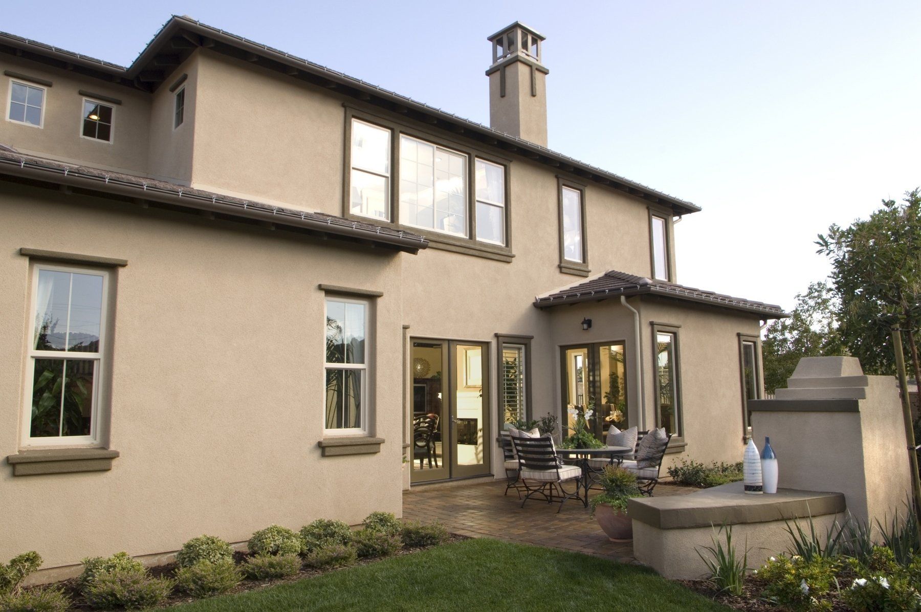 stucco finish home rearview