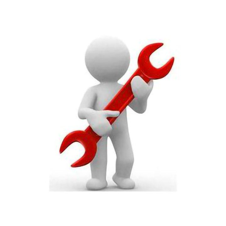 Vecteur bonhomme qui porte une grande clé à molette