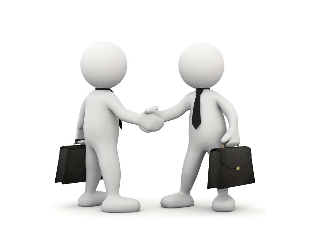 Vecteur deux bonhommes se serrant la main