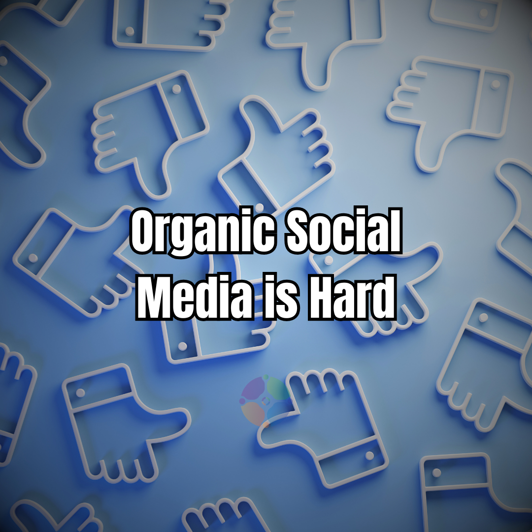 image with text organic social media is hard on blog for r2itm.com 