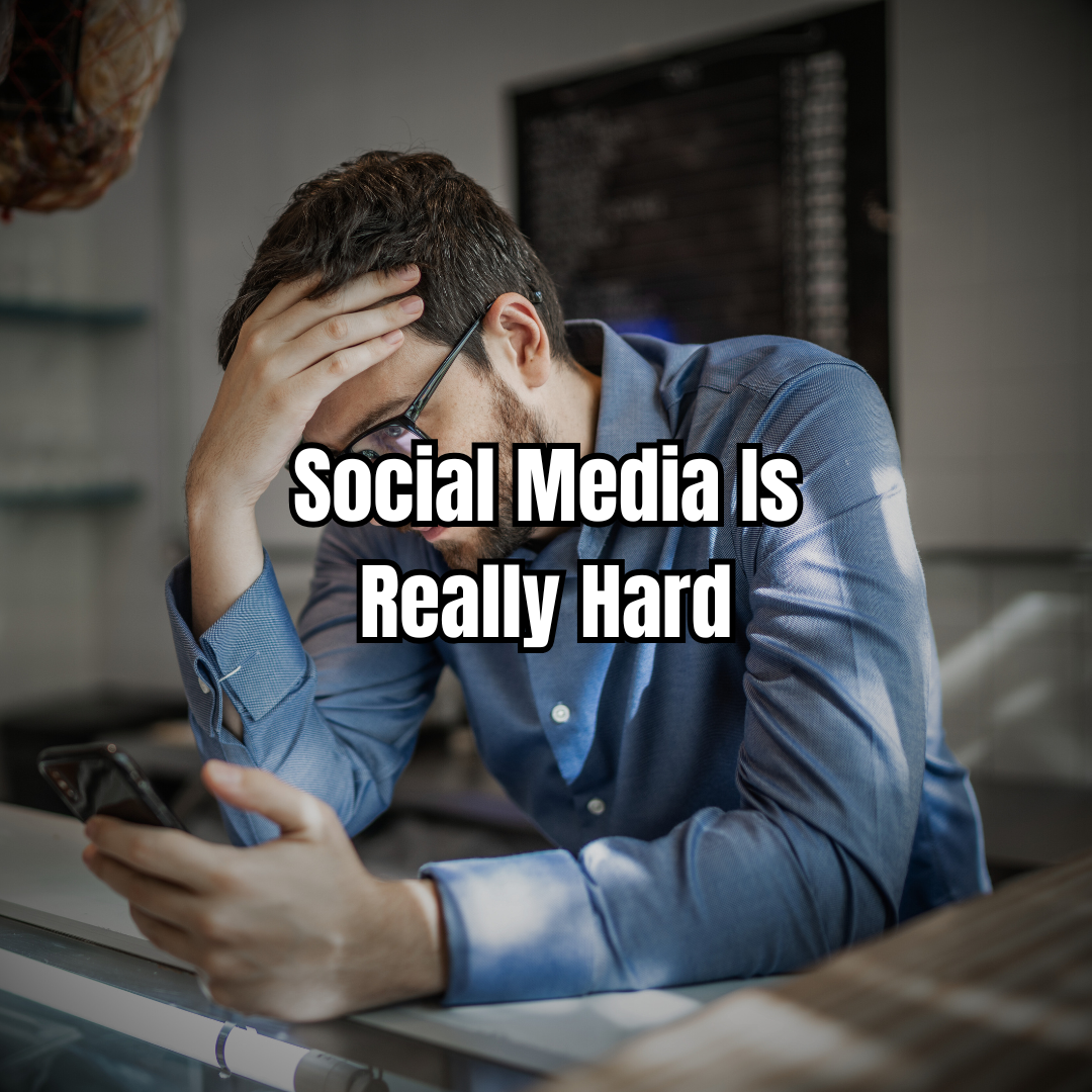 image showing frustrated owner that social media is really hard on r2itm.com