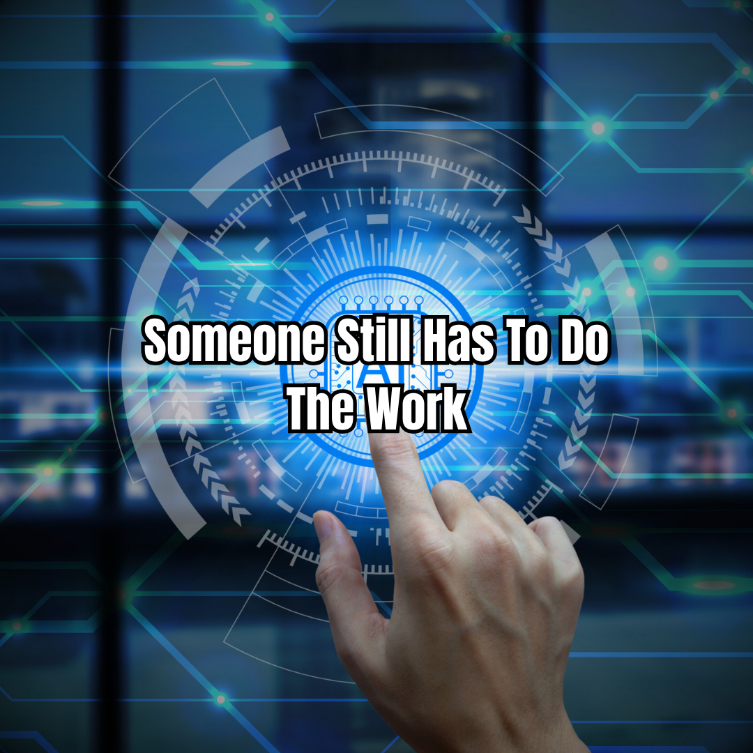 Hand touching a glowing blue digital interface with the text: 
