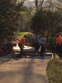Men During Concrete Path Installation — Horseshoe, NC — Carolina Concrete Designs Inc