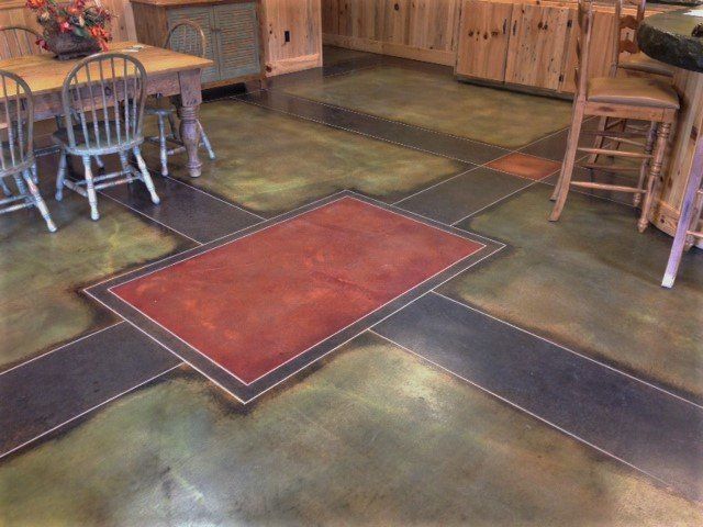 Acid Stain Floor Dining Area — Horseshoe, NC — Carolina Concrete Designs Inc