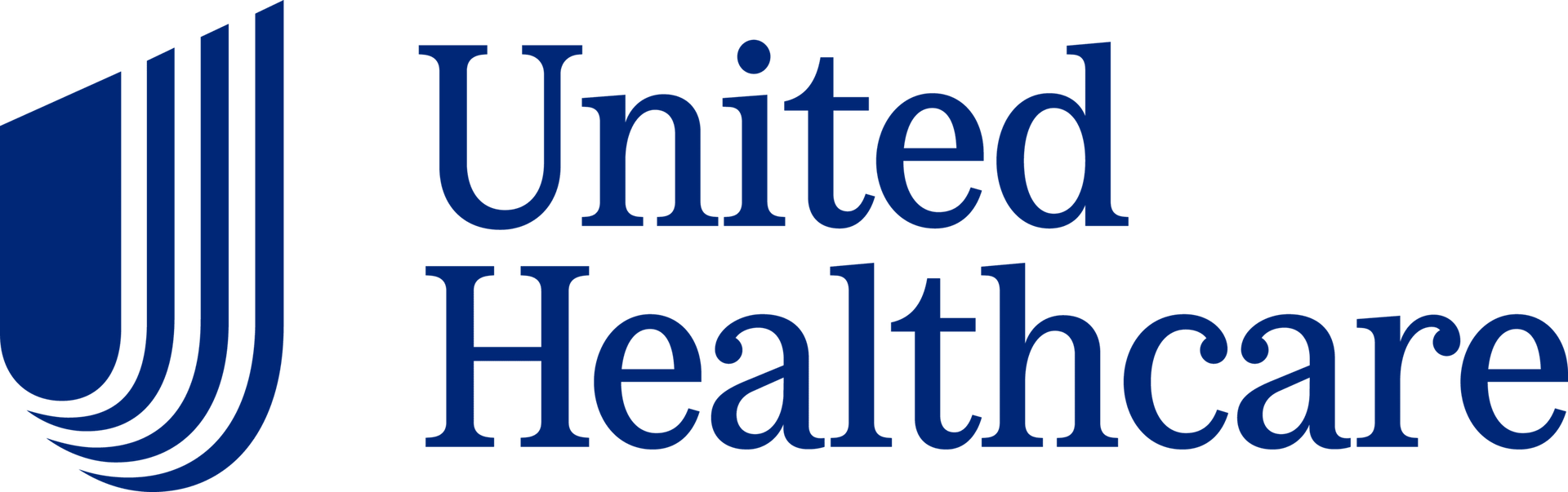 The united healthcare logo is blue and white on a white background.