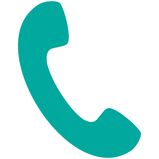 A blue telephone icon on a white background.