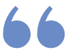 Blue quotation marks, open and closed.
