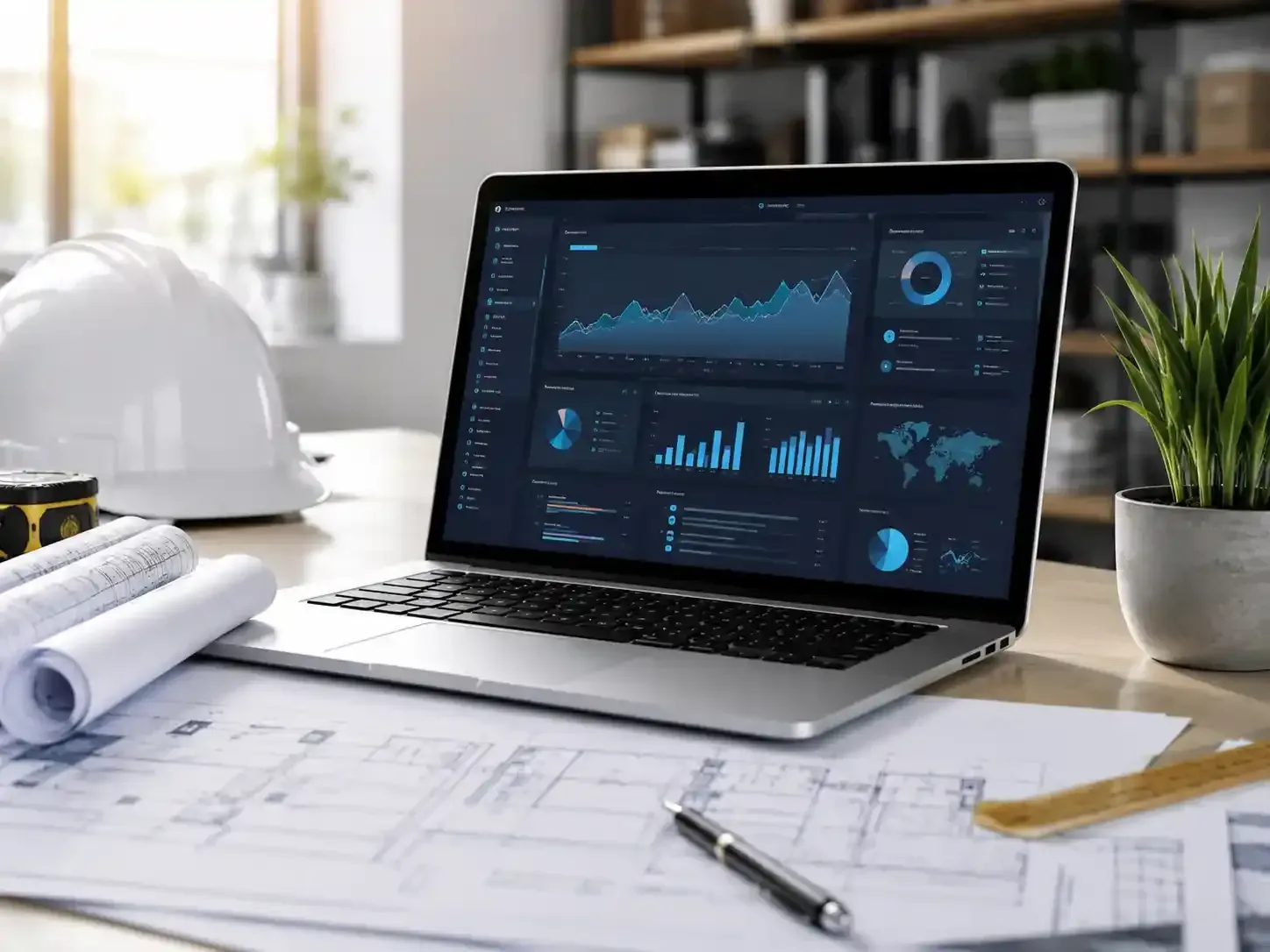 Website analytics and lead tracking dashboard for a general contractor website showing traffic, forms, and online performance
