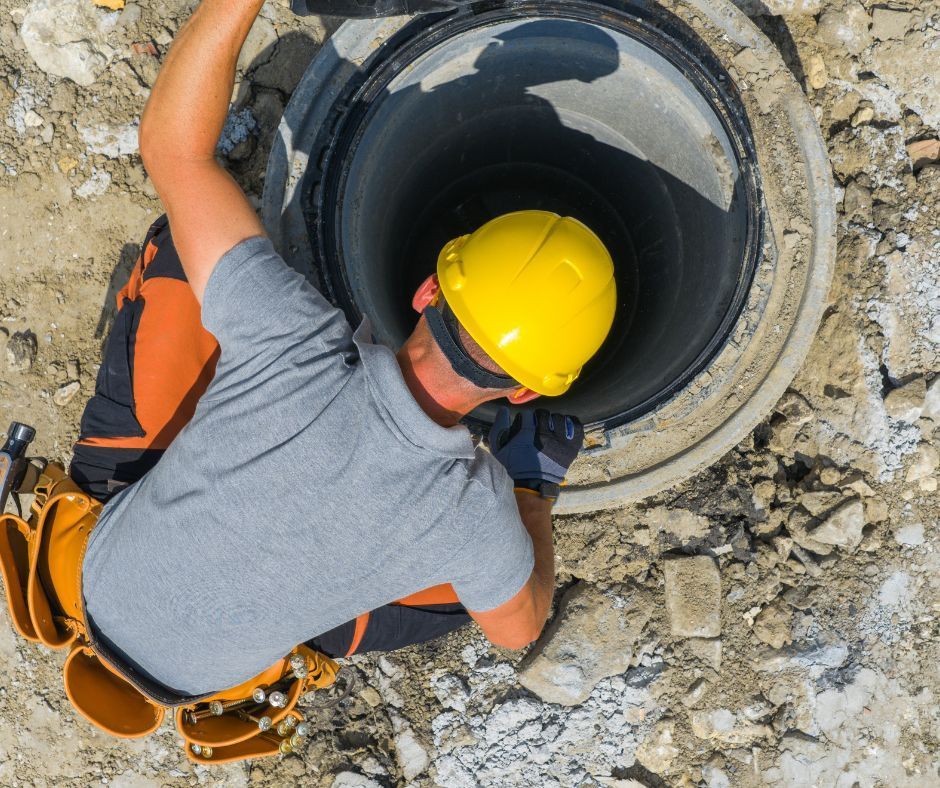 A professional plumber inspecting a sewer