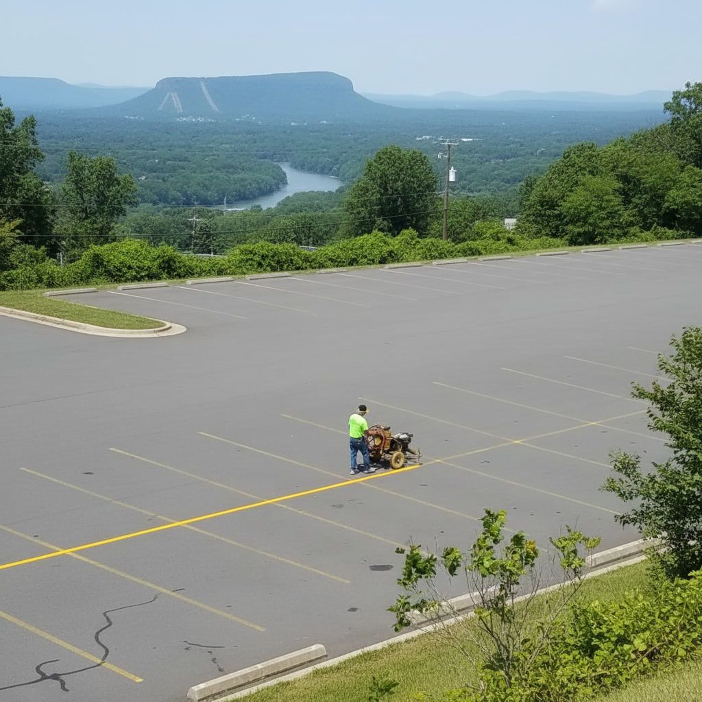 Chattanooga re-striping job in yellow paint 