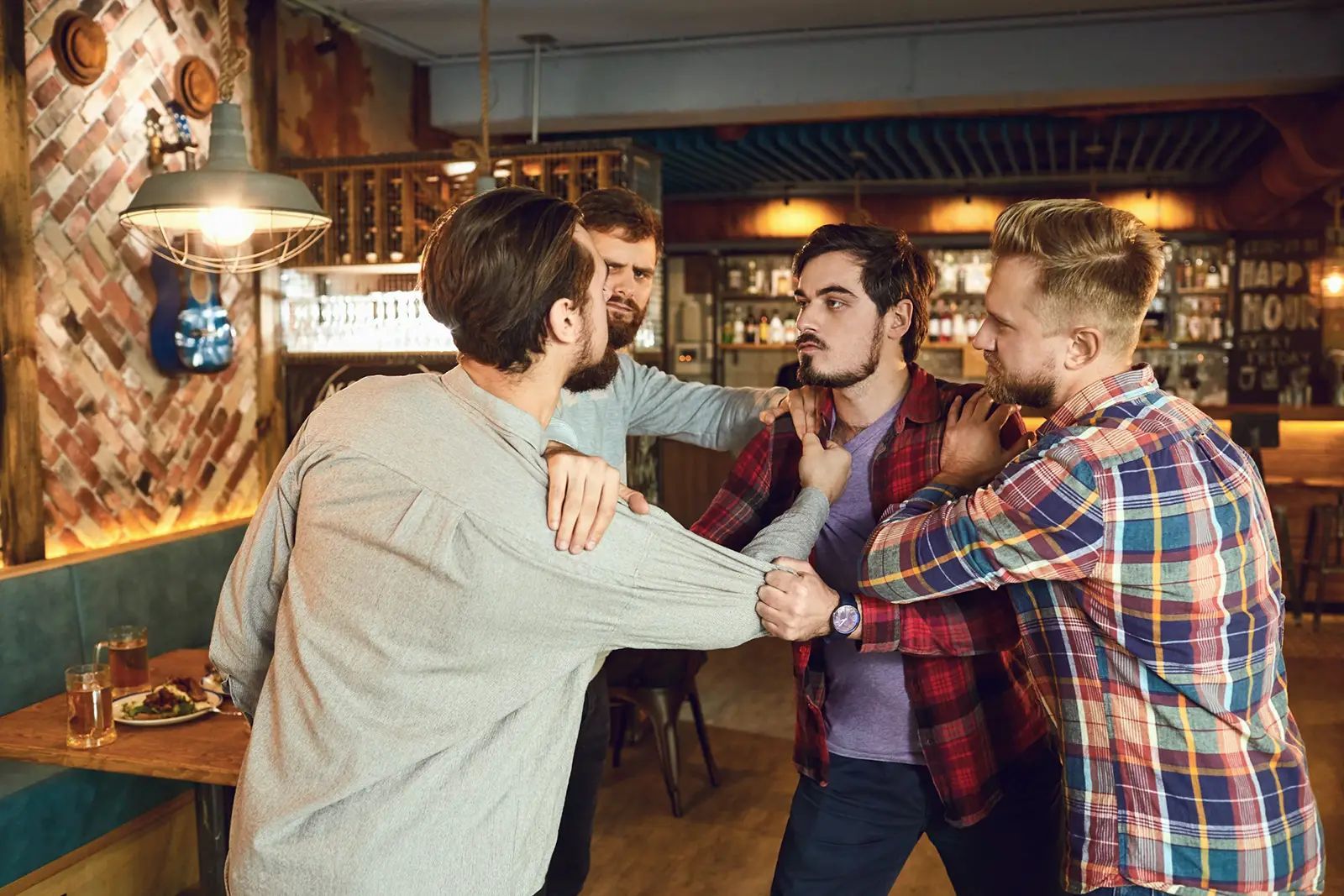 Two men fighting in the bar