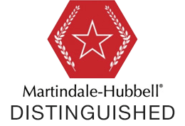 A martindale hubbell logo with a star and laurel wreath