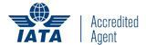 The logo for the iata accredited agent is blue and white.