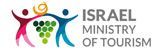 A logo for the israel ministry of tourism with two people and a grape.