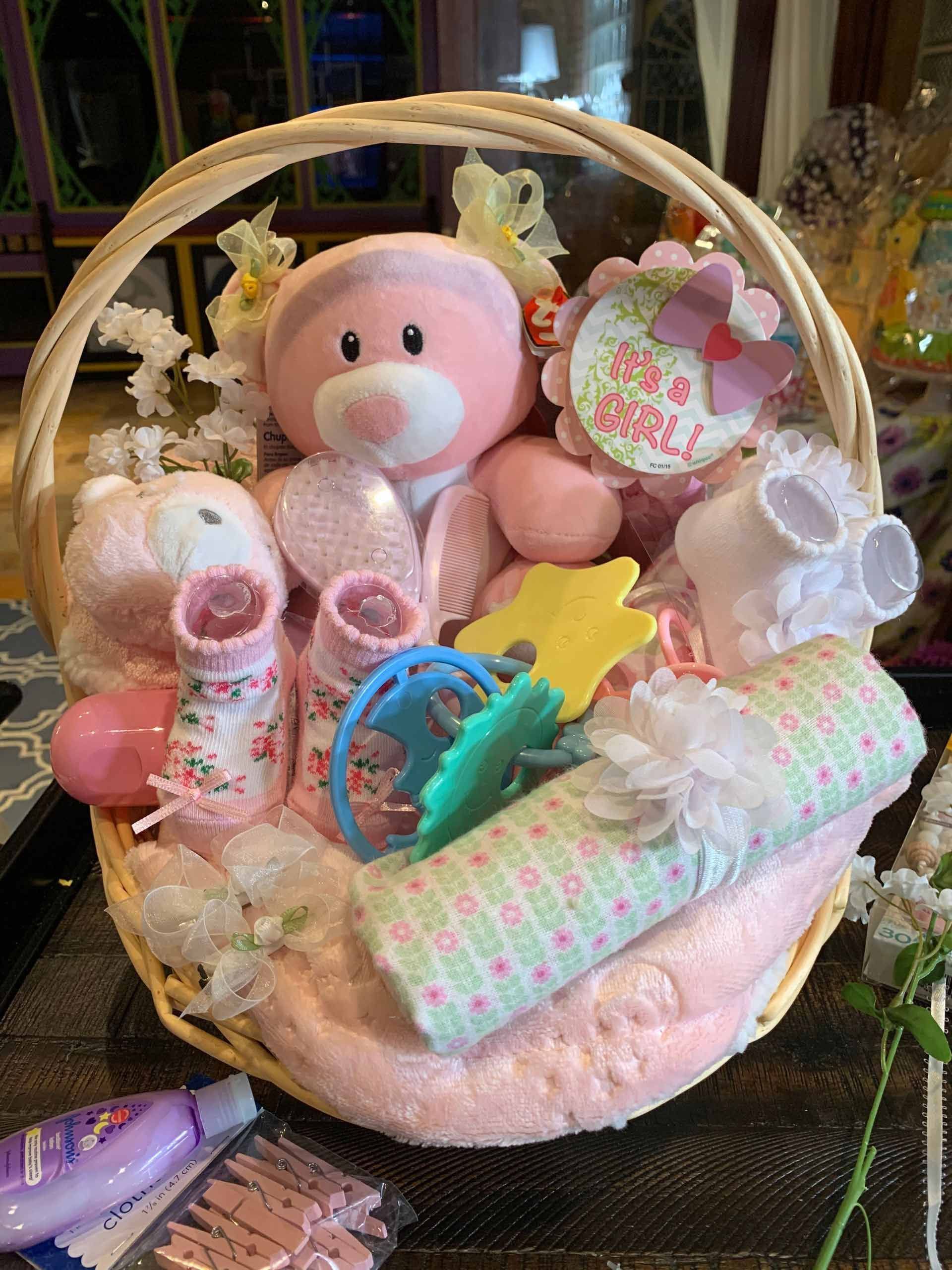 Gift basket with baby items