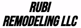The logo for rubi remodeling llc is black and white.