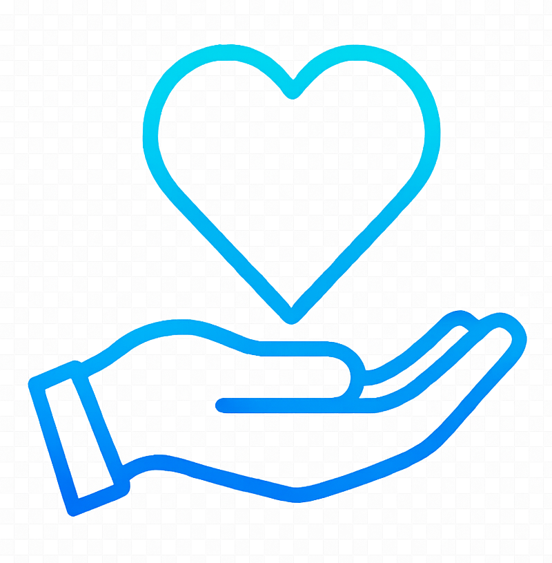 A hand is holding a heart in its palm.