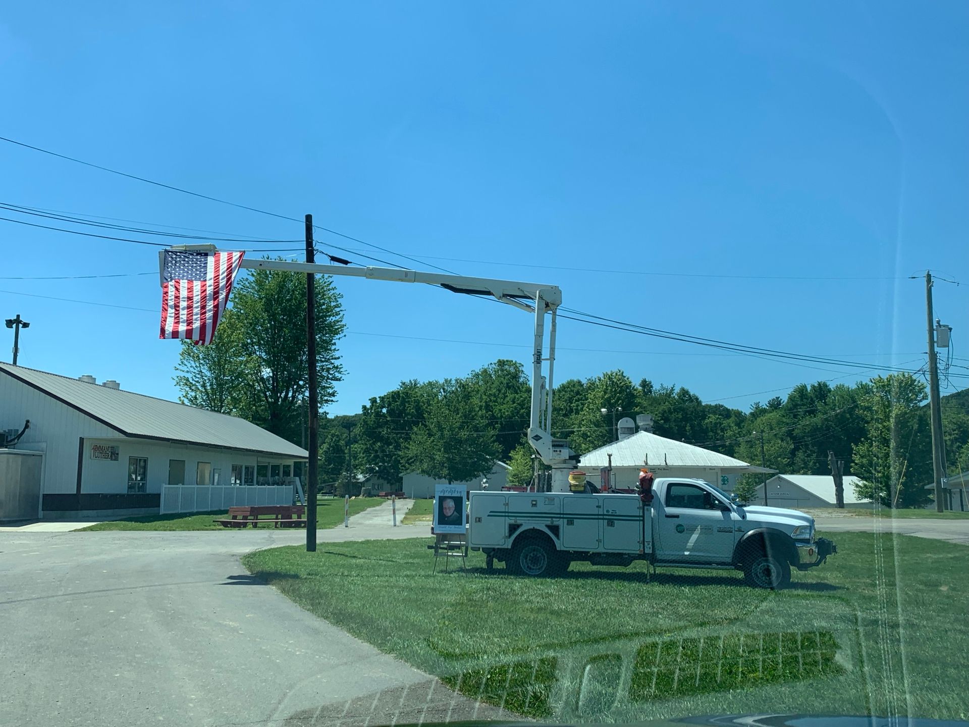 A large brick house with a tower on top of it