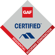 A logo for a certified residential roofing contractor