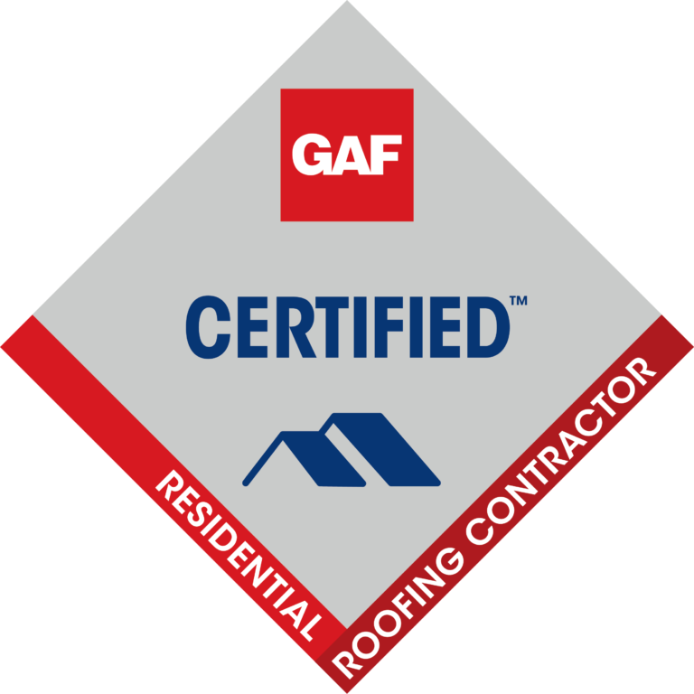 A logo for a certified residential roofing contractor