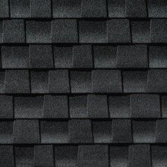 A close up of a charcoal shingle roof.