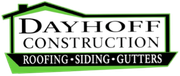A logo for dayhoff construction roofing siding gutters