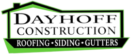A logo for dayhoff construction roofing siding gutters