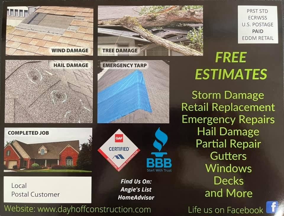 A postcard that says free estimates on it