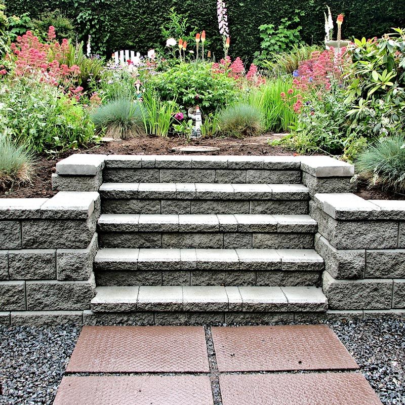 Stone Stairs And Flowers — Spartanburg, SC — Sunburst Nursery & Landscape Inc.