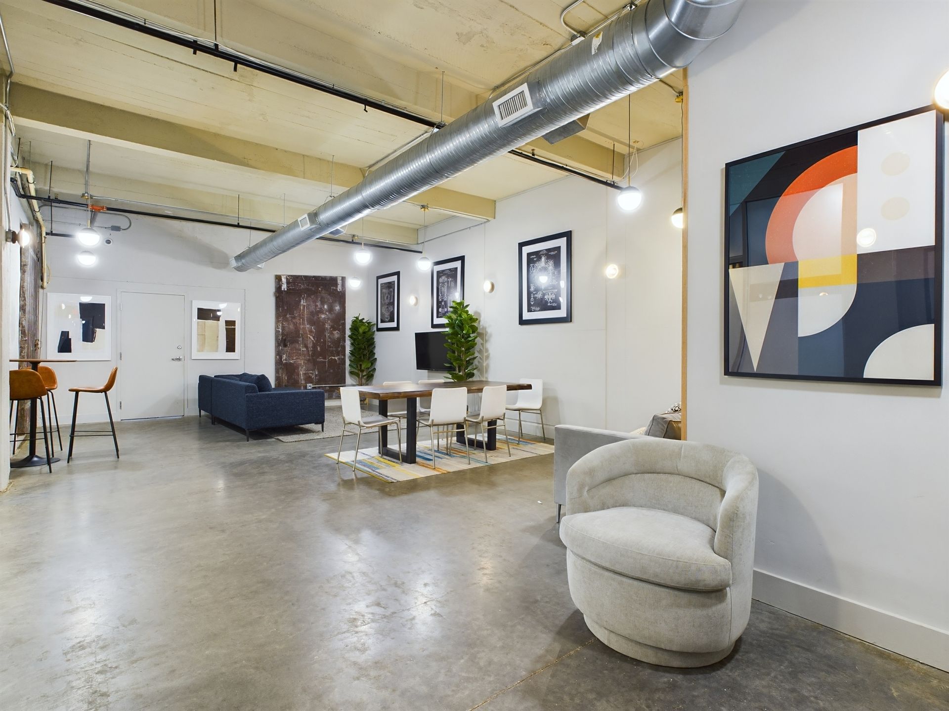 There is a chair in the middle of the room.